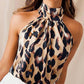 Leopard Print Sleeveless Halter Top