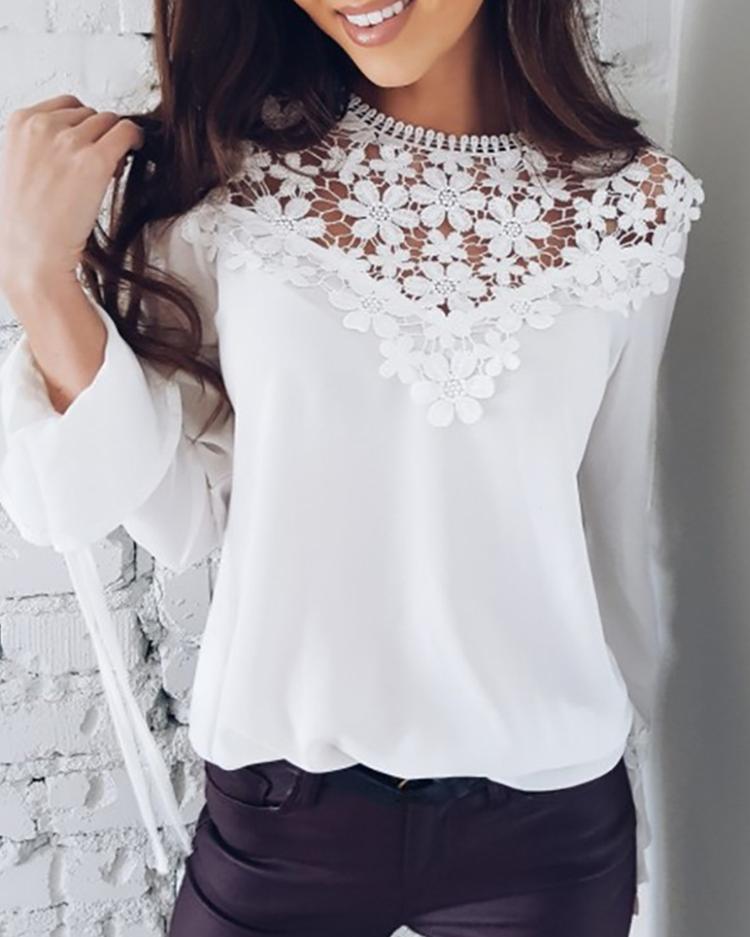 Sexy Flare Sleeve Lace Patchwork Blouse