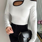 Contrast Binding Hollow Out Cold Shoulder Top