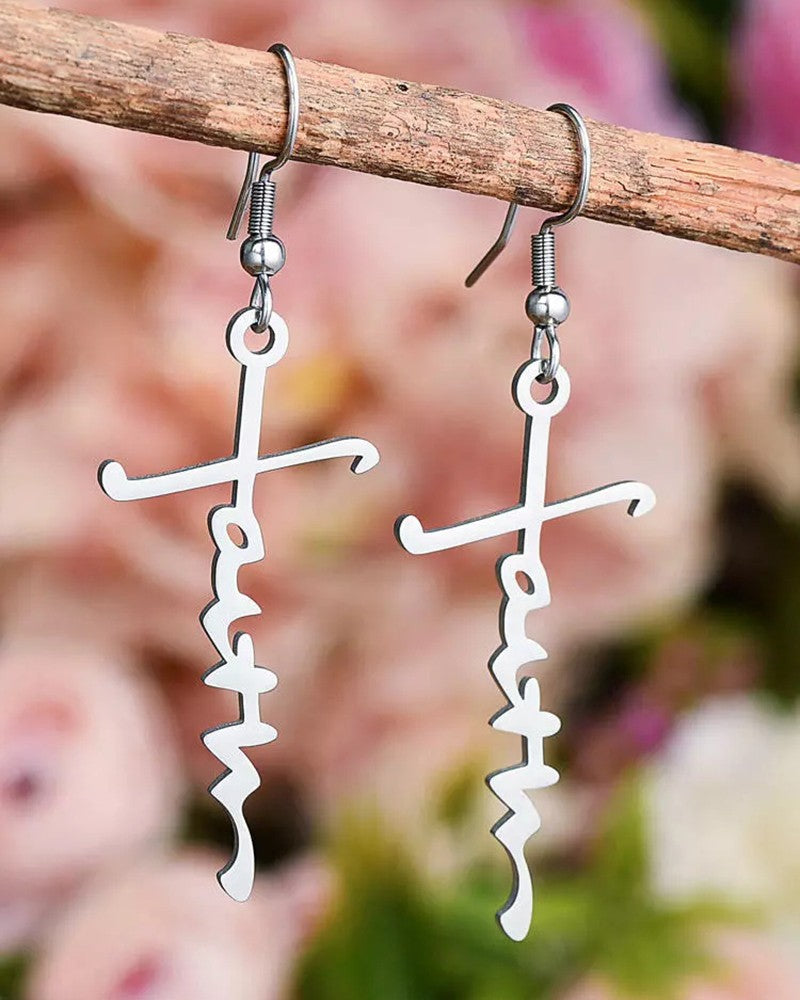 1Pair Faith Letter Shaped Drop Earrings