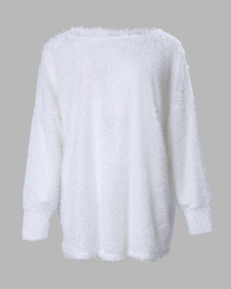 Long Sleeve Casual Fluffy Top