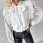 Tie Neck Long Sleeve Lace Top