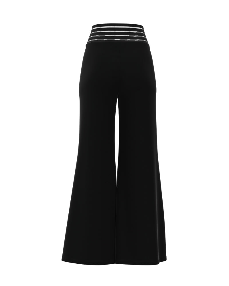 Crisscross Sheer Mesh Patch High Waist Pants