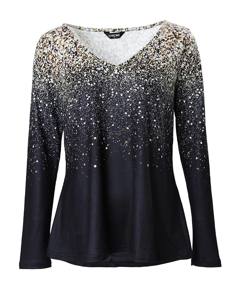 Long Sleeve Casual Print Top