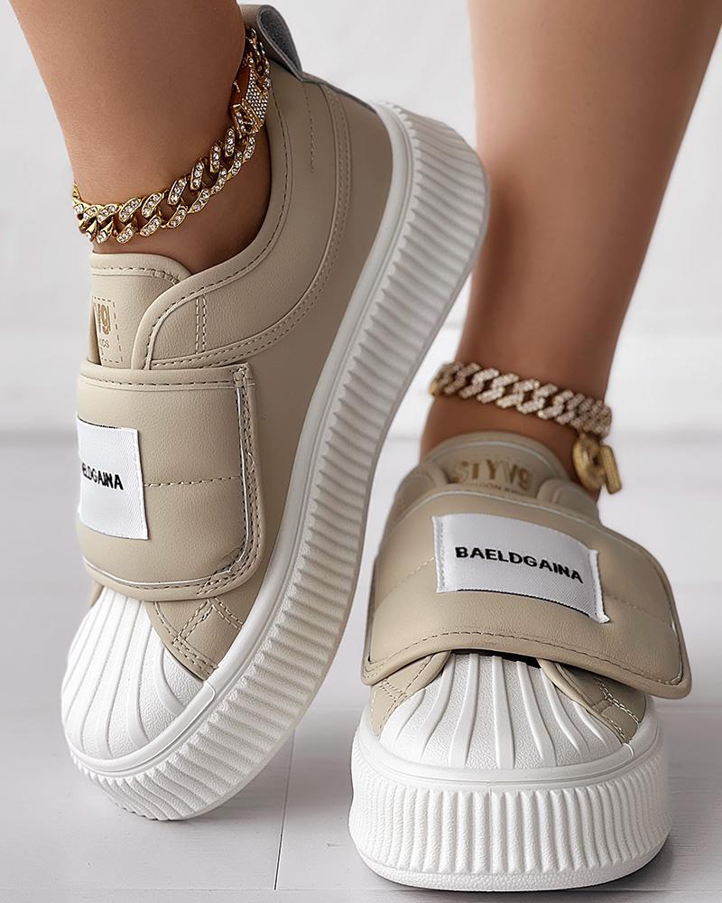 Quilted Platform Velcro Casual Sneakers