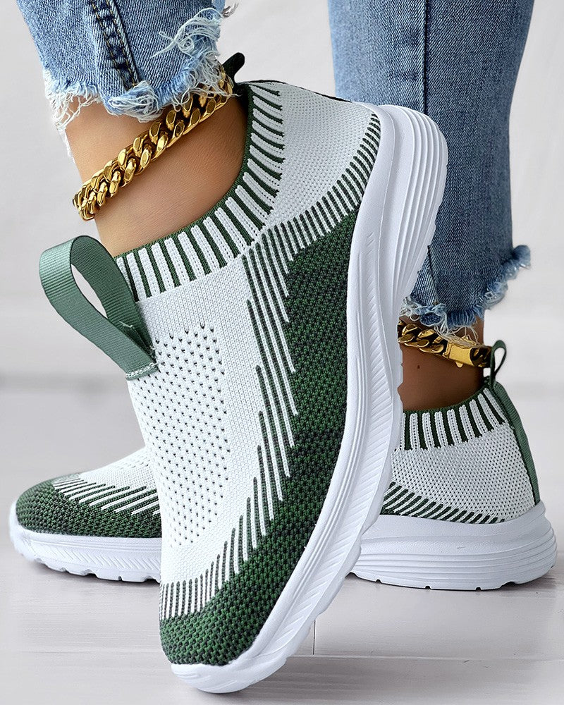 Colorblock Slip On Knit Running Sneakers