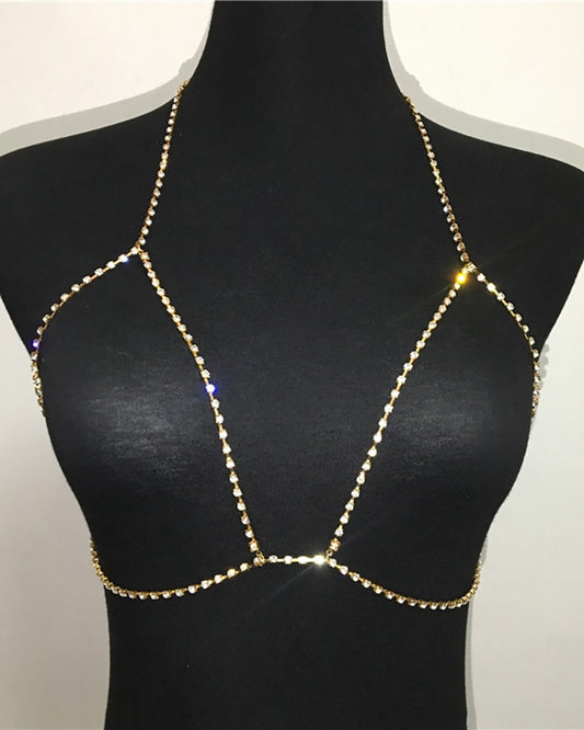 1PCS Halter Rhinestone Decor Body Chain