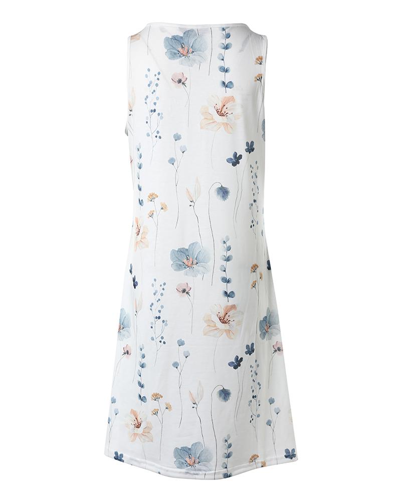 Floral Print Notch Neck Casual Dress