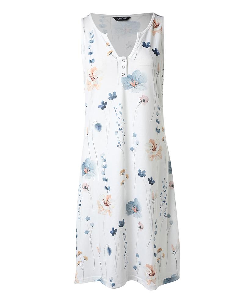 Floral Print Notch Neck Casual Dress