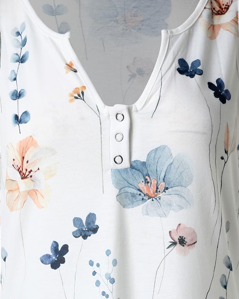 Floral Print Notch Neck Casual Dress