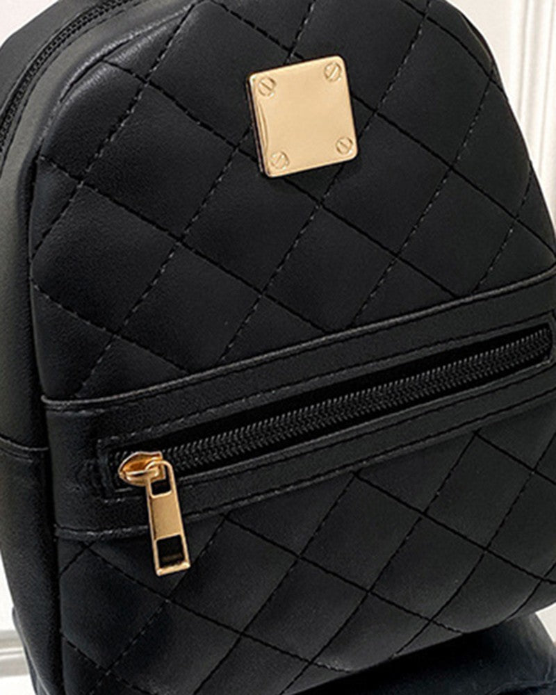 Quilted Zipper Design Backpack