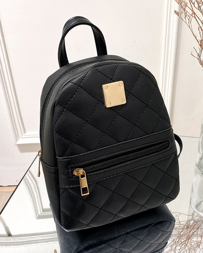 Quilted Zipper Design Backpack