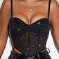 Sheer Mesh Hanky Hem Corset Top