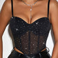 Sheer Mesh Hanky Hem Corset Top