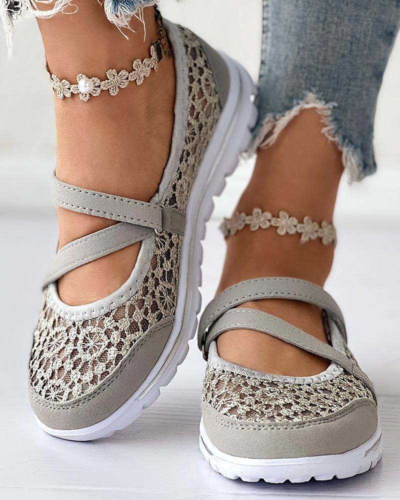 Contrast Lace Slip on Casual Sneakers