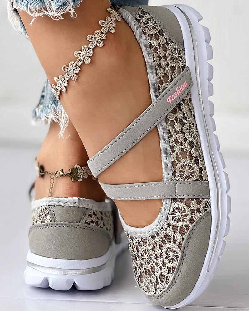 Contrast Lace Slip on Casual Sneakers