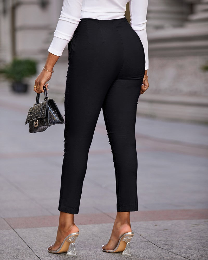 High Waist Cropped Work Pants