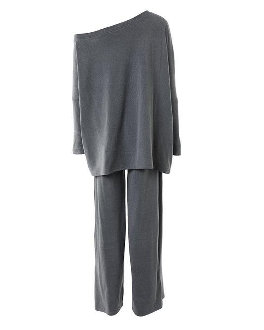 Skew Neck Batwing Sleeve Top & Pants Set