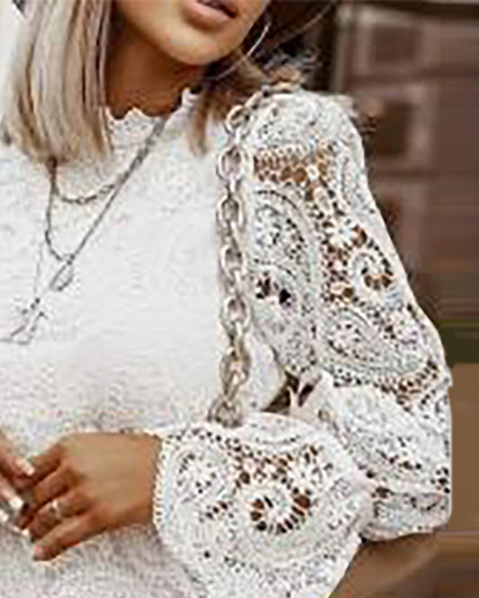 Bell Sleeve Guipure Lace Top