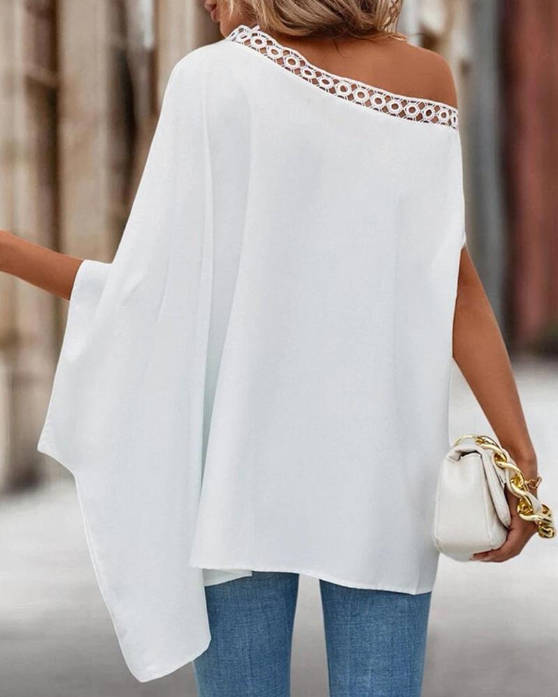 Cold Shoulder Lace Trim Asymmetrical Top