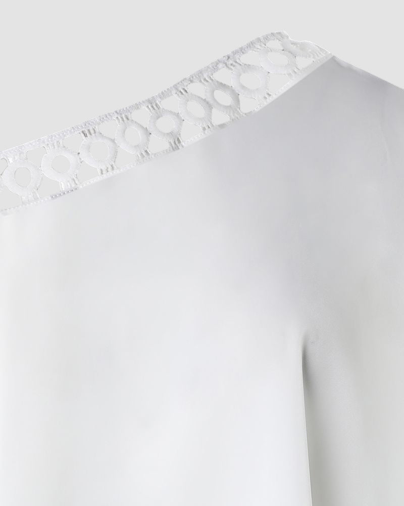 Cold Shoulder Lace Trim Asymmetrical Top