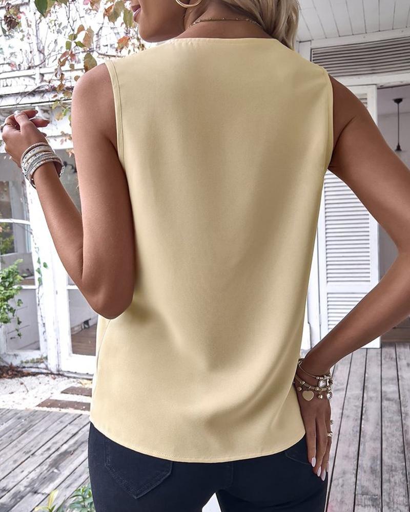 Contrast Paneled V Neck Tank Top