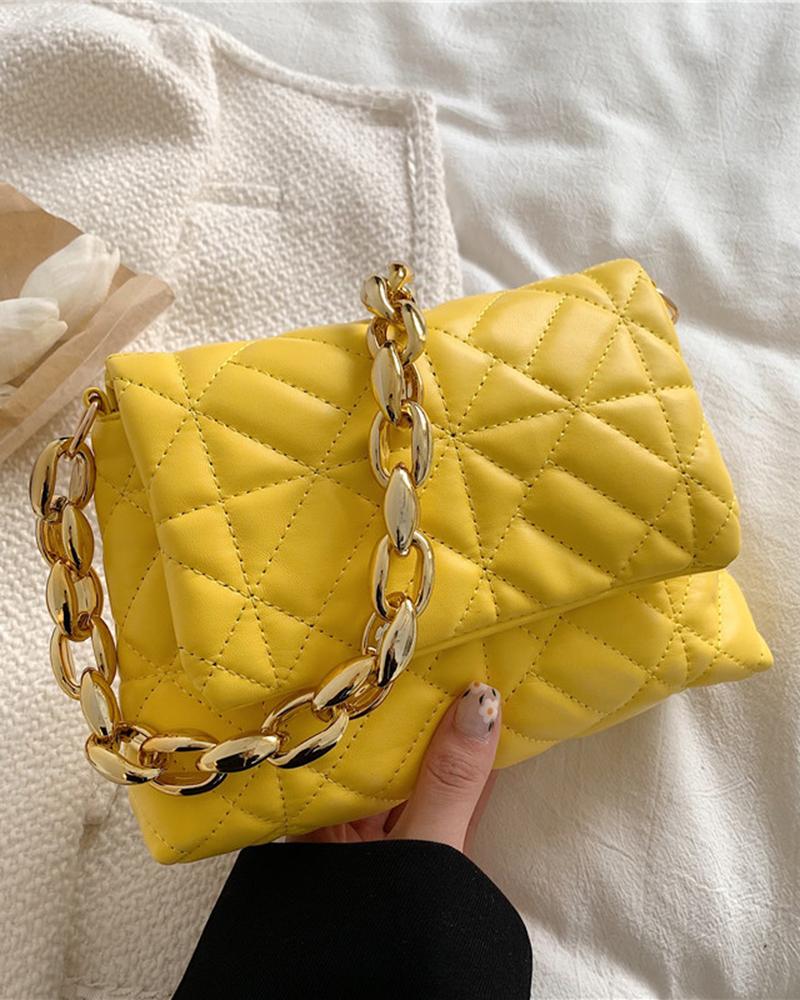 Quilted Chain Strap Flap Shoulder Bag