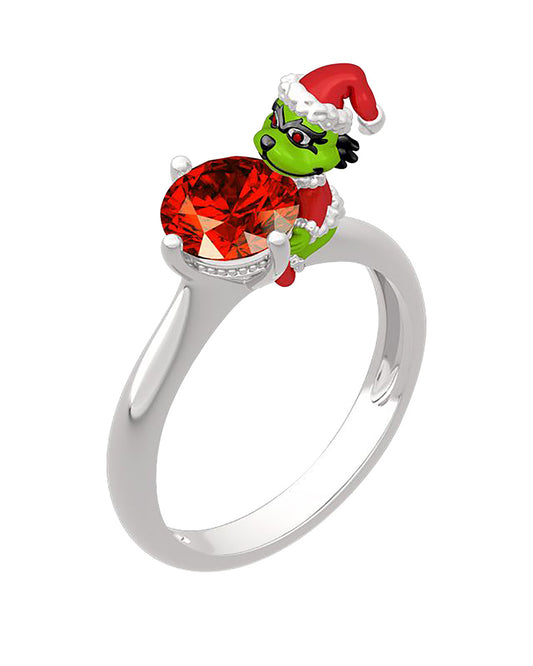 1pc Christmas Graphic Rhinestone Decor Ring