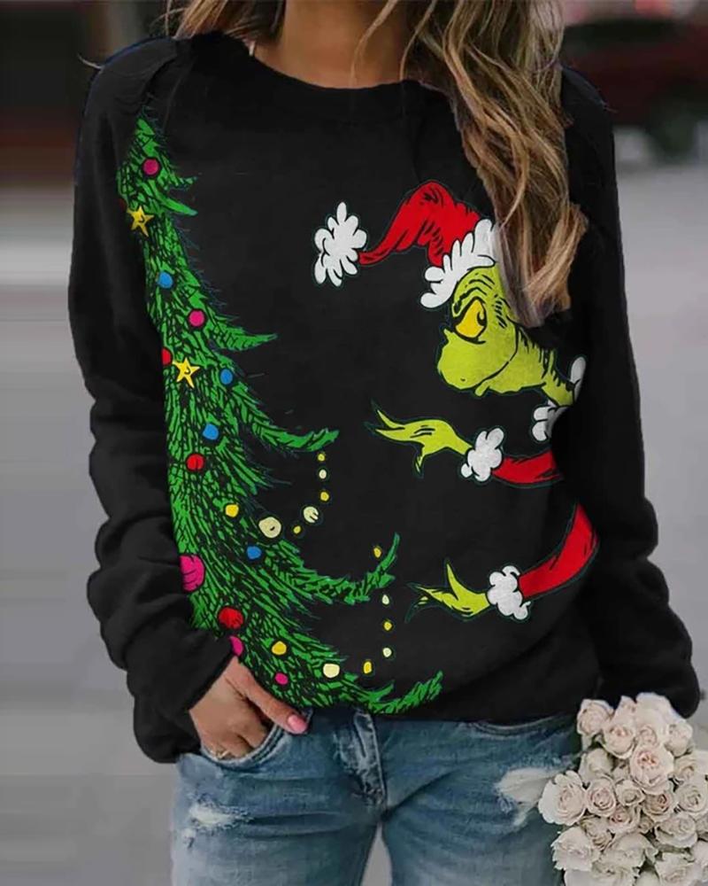 Christmas Graphic Print Long Sleeve Top