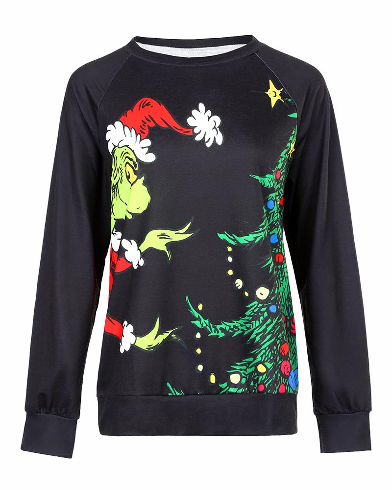 Christmas Graphic Print Long Sleeve Top