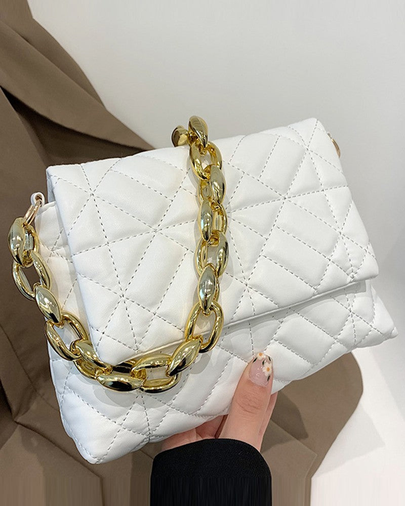 Quilted Chain Strap Flap Shoulder Bag