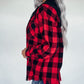 Plaid Print Raw Hem Zipper Design Hooded Shacket