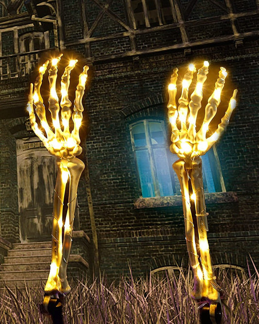 Halloween Light Up Groundbreaker Skeleton Hands Arms Stakes Lawn Yard Garden Outdoor Decorations