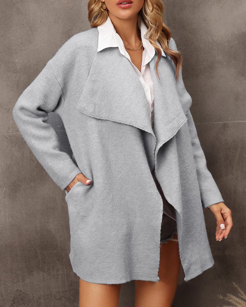 Open Front Long Sleeve Knit Cardigan