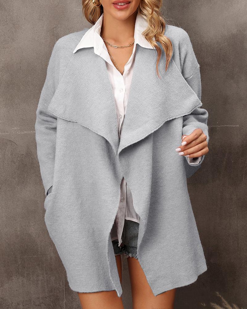 Open Front Long Sleeve Knit Cardigan