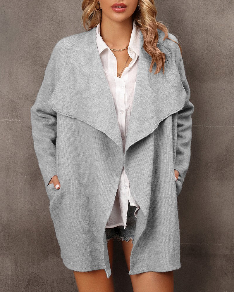 Open Front Long Sleeve Knit Cardigan