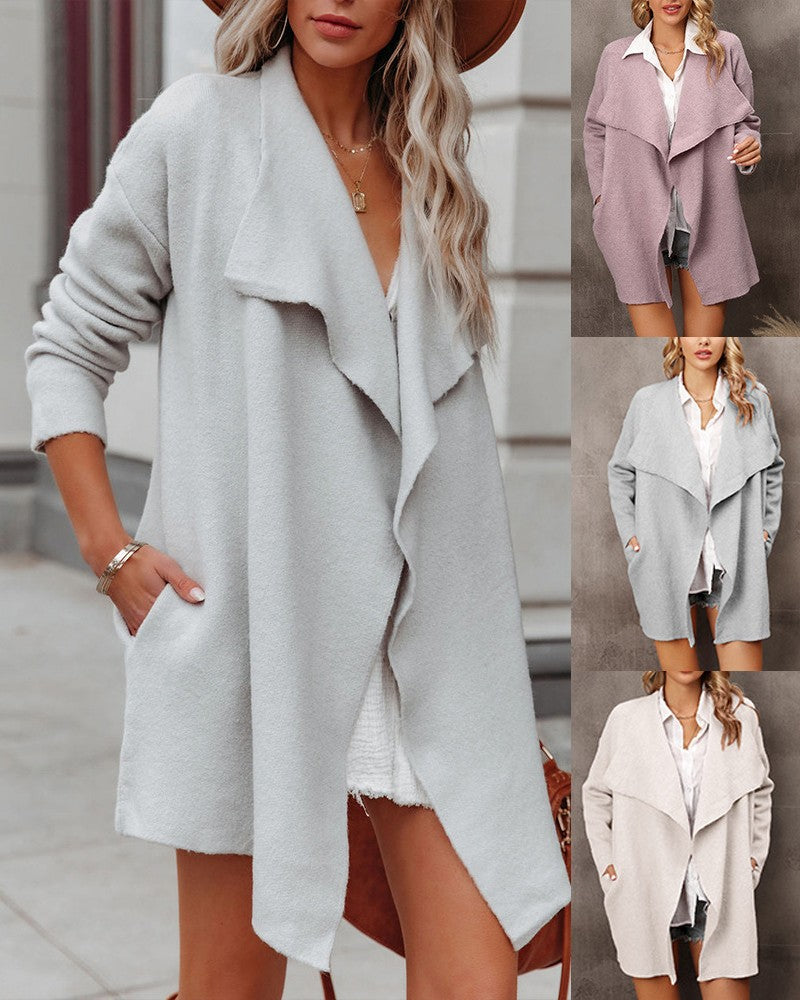 Open Front Long Sleeve Knit Cardigan