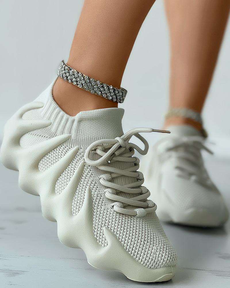 Lace Up Plain Platform Sneakers