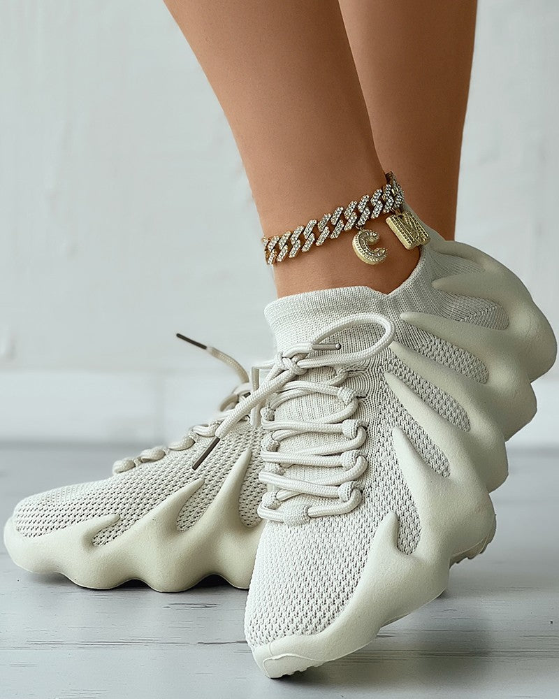 Lace Up Plain Platform Sneakers