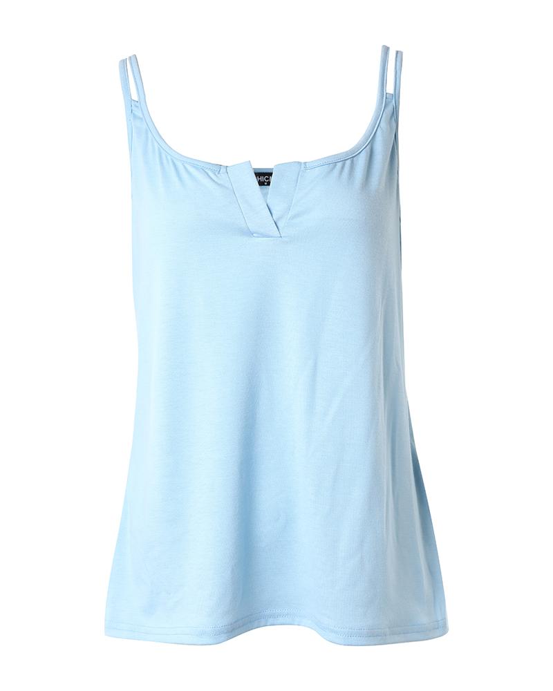 Notch Neck Double Strap Tank Top