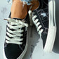 Star Pattern Cutout Lace up Suede Shoes