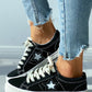 Star Pattern Cutout Lace up Suede Shoes