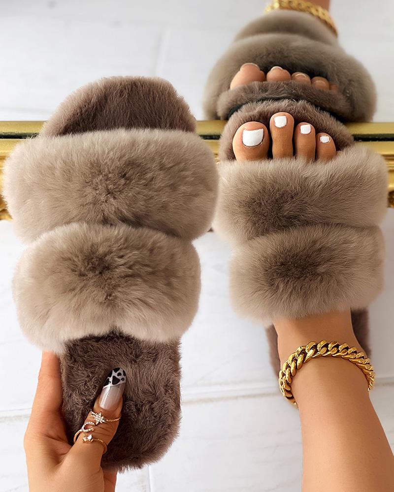 Fluffy Toe Post Casual Slippers