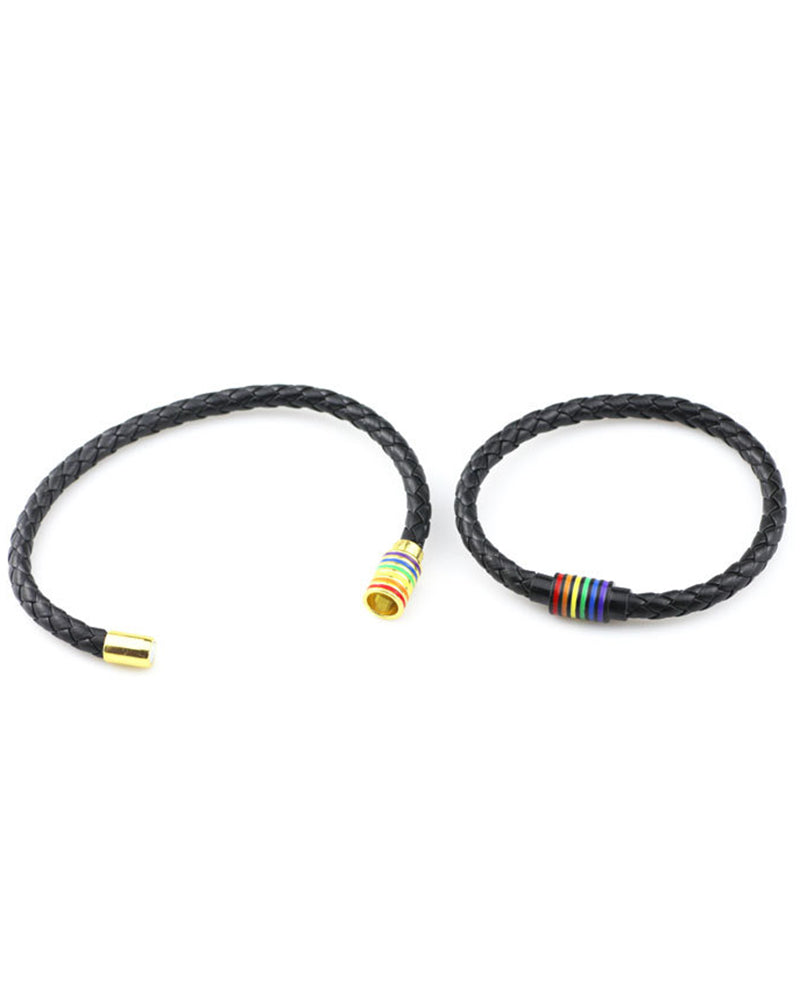 1pc Rainbow Stripe Braided Magnet Bracelet