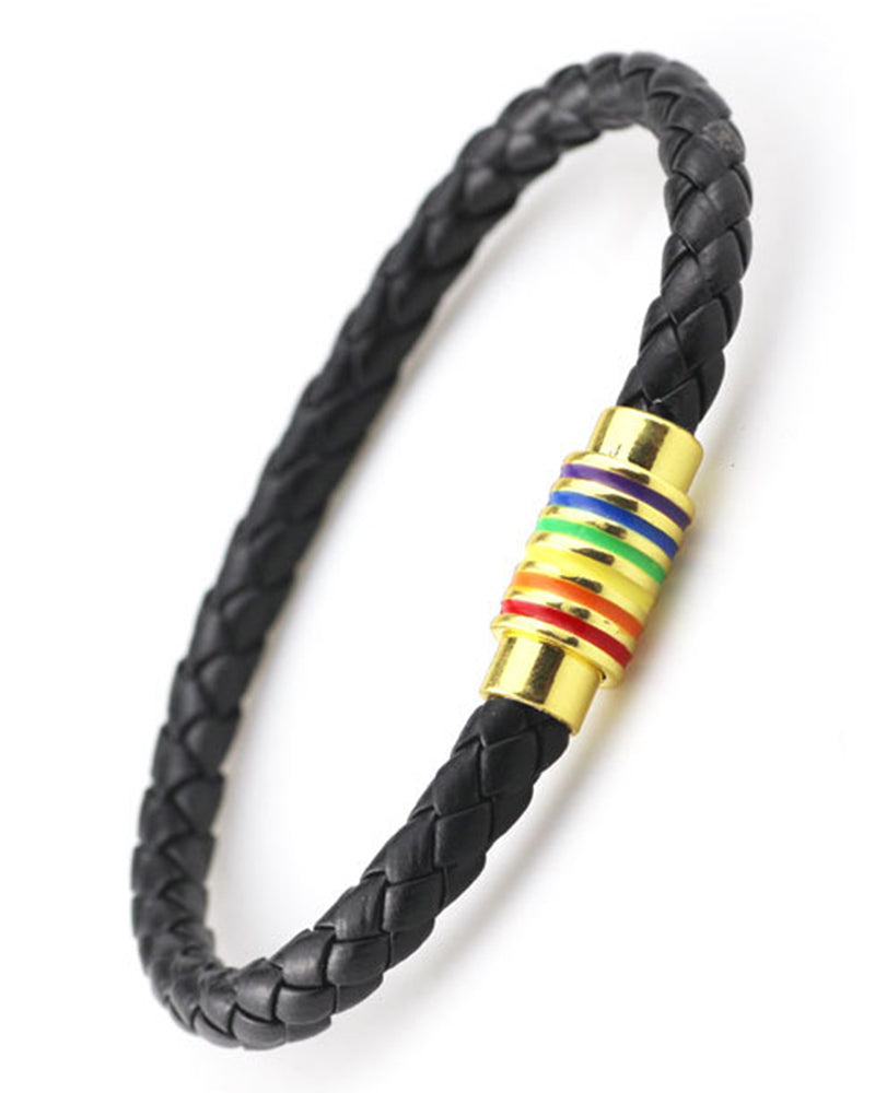 1pc Rainbow Stripe Braided Magnet Bracelet