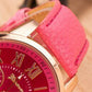 1pc Leather Band Quartz Watch