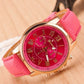 1pc Leather Band Quartz Watch