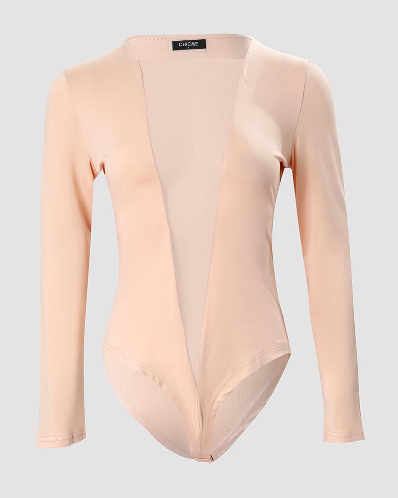 Plunge Plain Long Sleeve Bodysuit