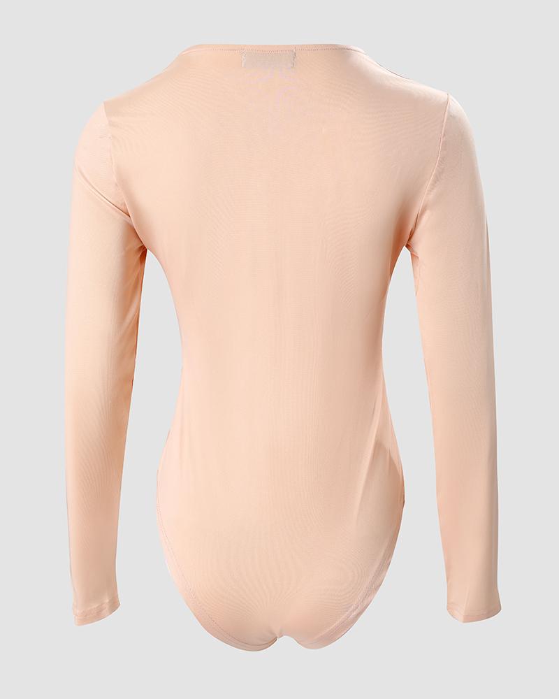 Plunge Plain Long Sleeve Bodysuit