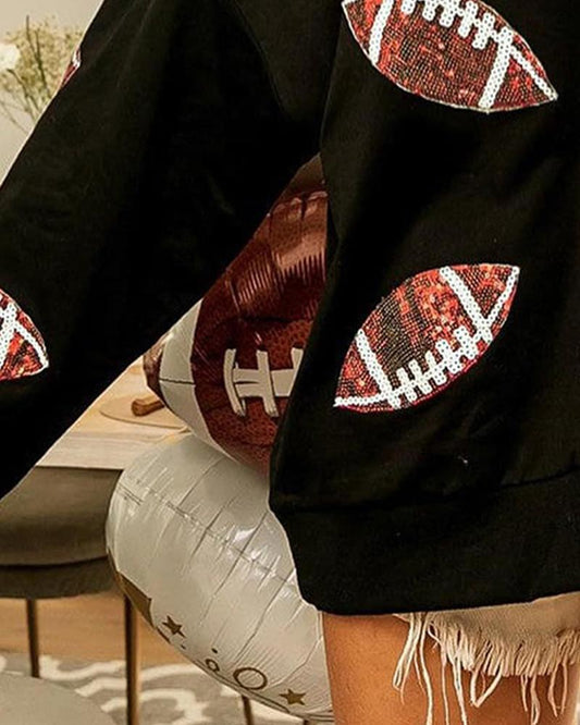 Football Print Long Sleeve Top